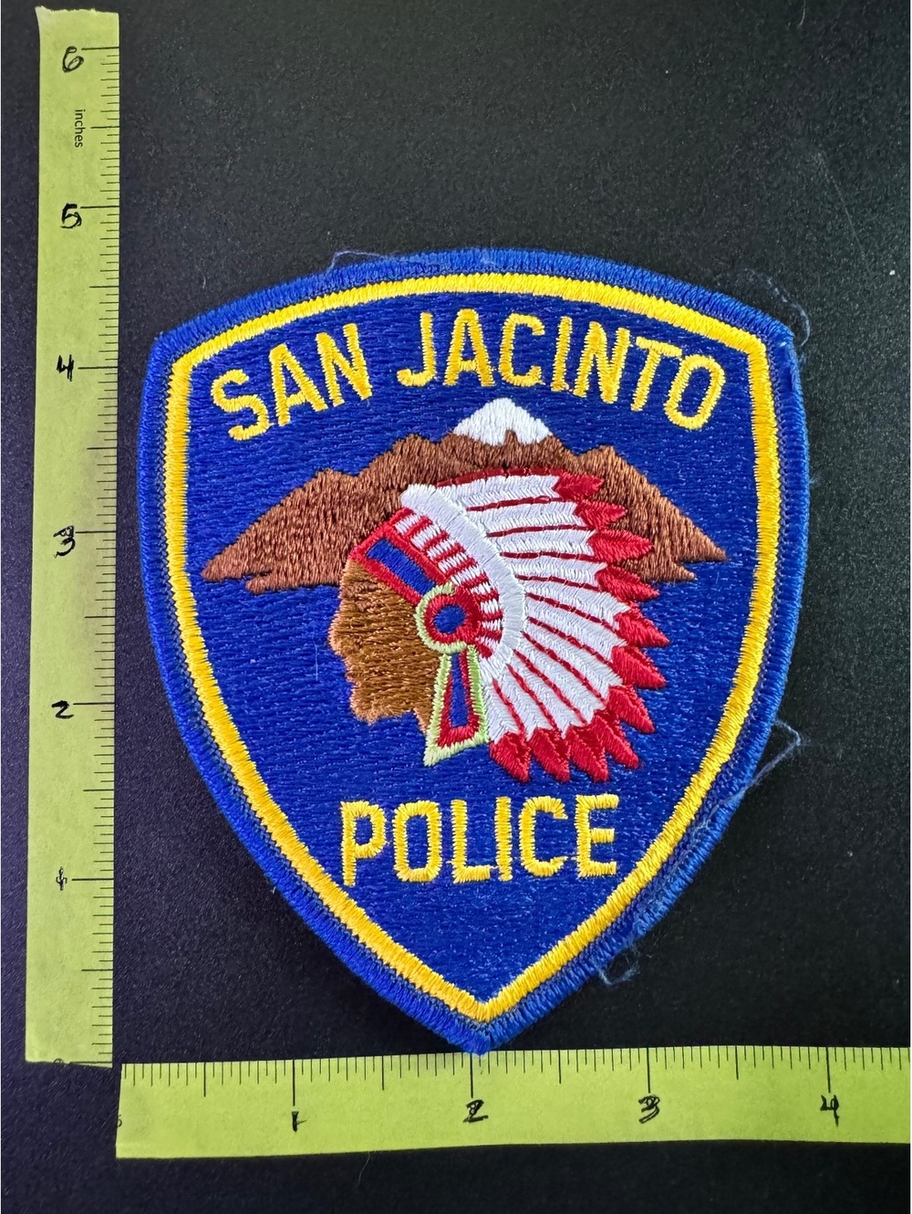 San Jacinto Police Patch Vintage Embroidered Badge